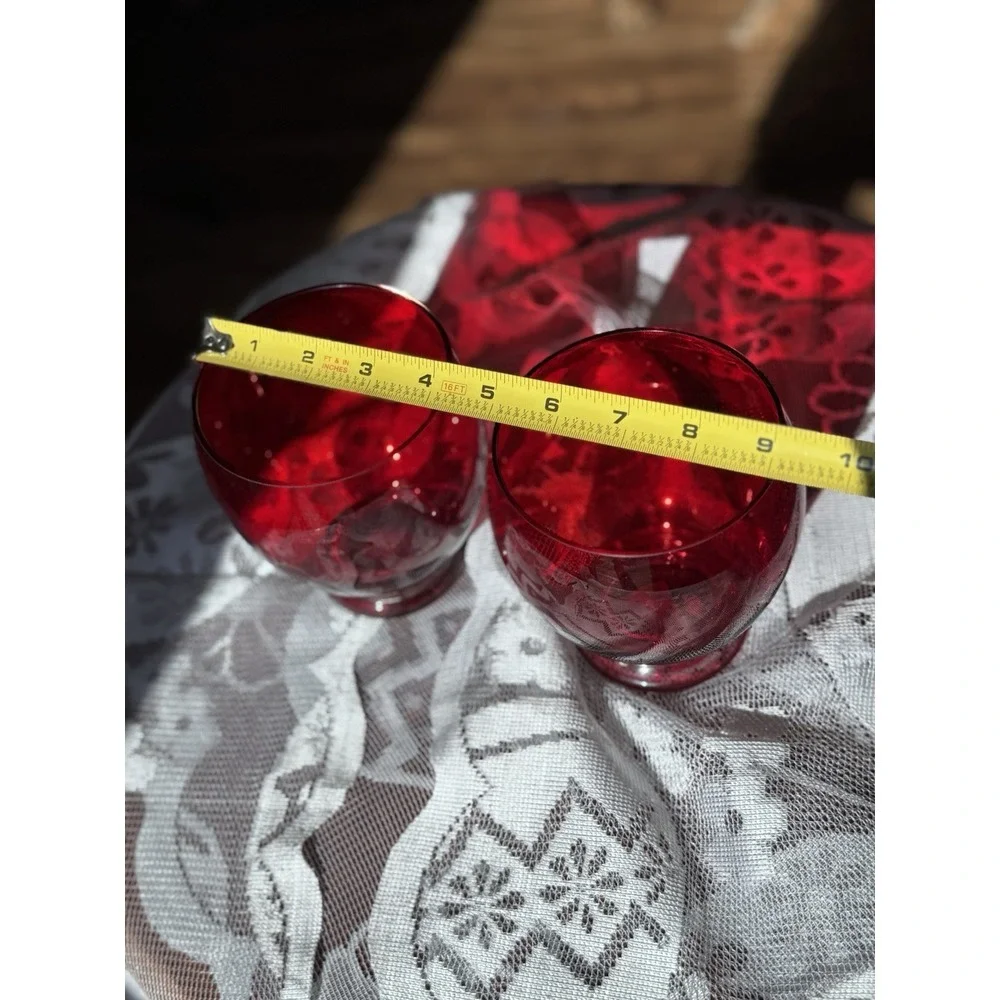 Set Of 2 Celebrations Red Candle‎ Holders Vases by Crystal Clear Industries